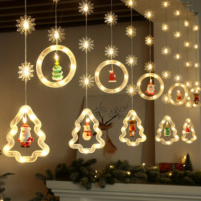 Guirlande de Noël 3 m flocons & figurines – 8 modes lumineux, déco sapin ou murale à LED