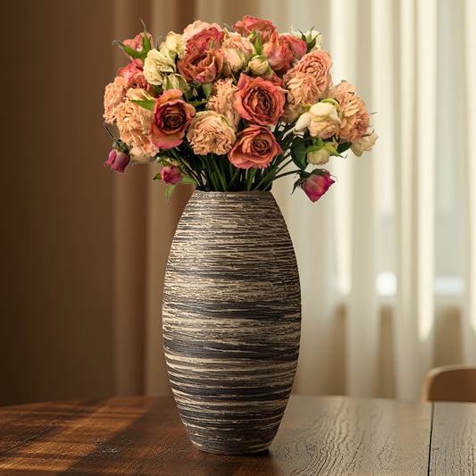 Vase en céramique chinoise vintage – Motifs floraux, style ancien, déco élégante pour la maison