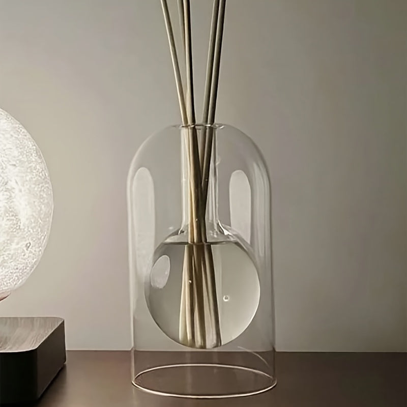 Vase diffuseur en verre élégant – Flacon décoratif pour parfums d’ambiance, sans parfum, avec tiges diffuseuses