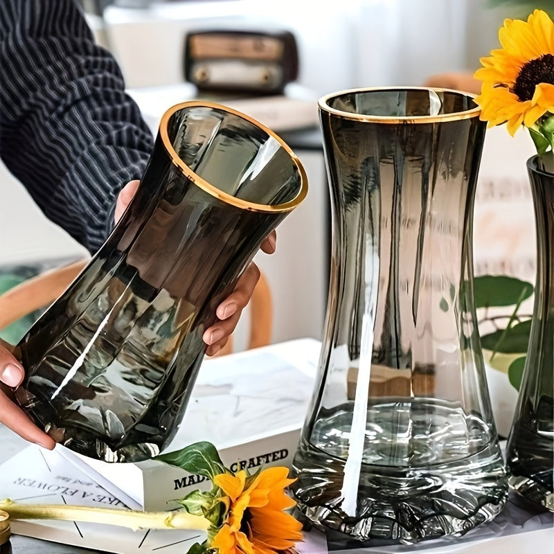 Elegant Minimalist Glass Vase - Transparent, Fresh Flower-Friendly Design for Chic Nordic Living Room Decor