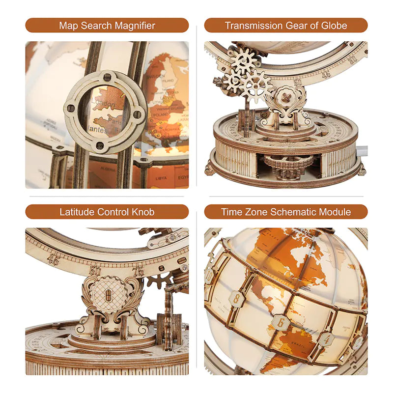 Modèle d'Assemblage de Globe en Bois 3D Puzzle DIY Jouet