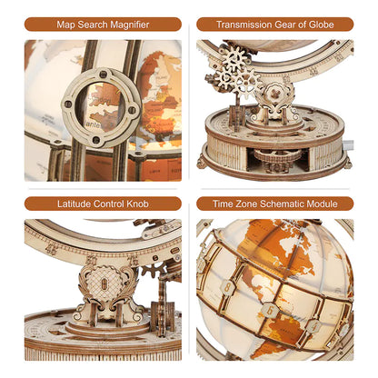 Modèle d'Assemblage de Globe en Bois 3D Puzzle DIY Jouet
