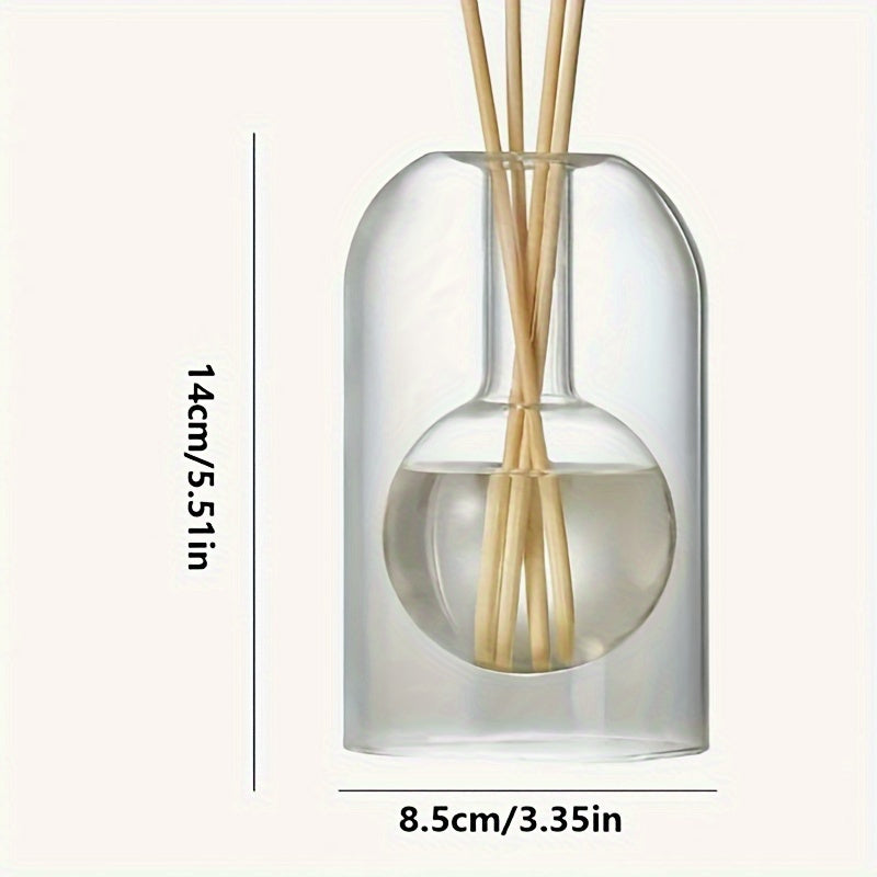 Vase diffuseur en verre élégant – Flacon décoratif pour parfums d’ambiance, sans parfum, avec tiges diffuseuses