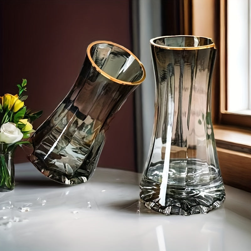 Elegant Minimalist Glass Vase - Transparent, Fresh Flower-Friendly Design for Chic Nordic Living Room Decor