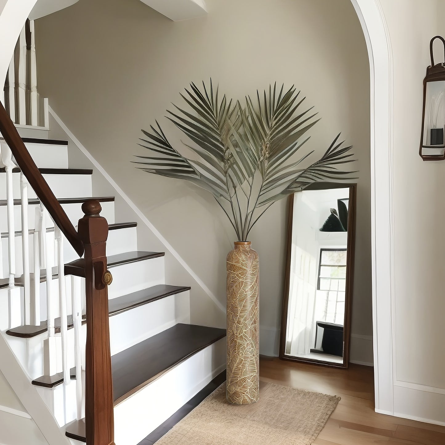 Grand vase bohème – Vase décoratif rayé en résine, 75 cm