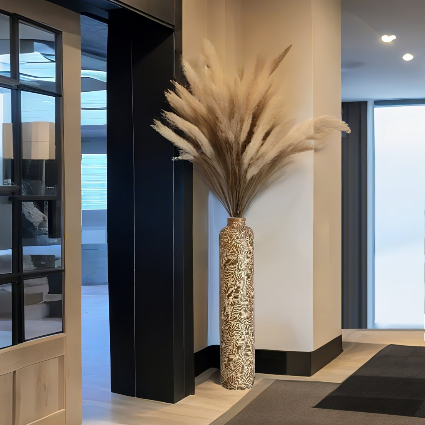 Grand vase bohème – Vase décoratif rayé en résine, 75 cm