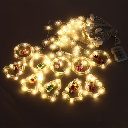 Guirlande de Noël 3 m flocons & figurines – 8 modes lumineux, déco sapin ou murale à LED