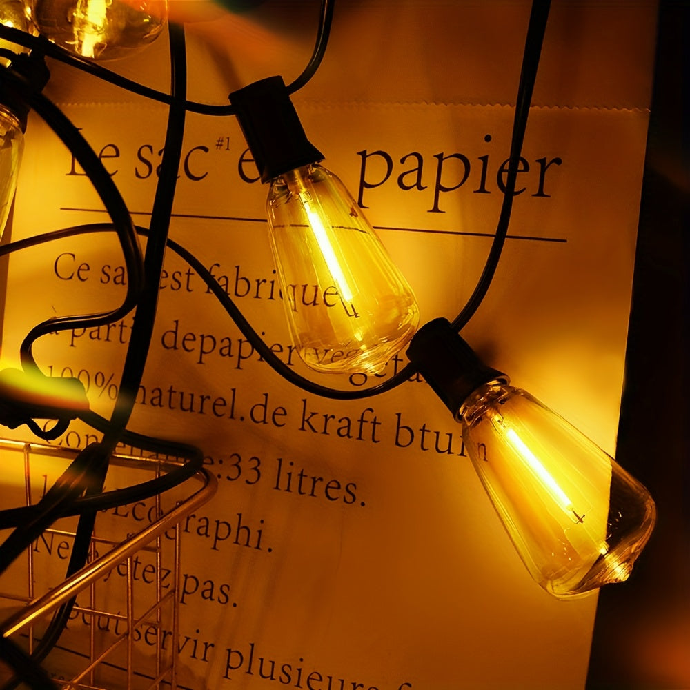 Guirlande lumineuse LED ST38 – 14 m (25 ampoules) ou 26 m (50 ampoules), lumière blanche chaude, déco Noël & ambiance