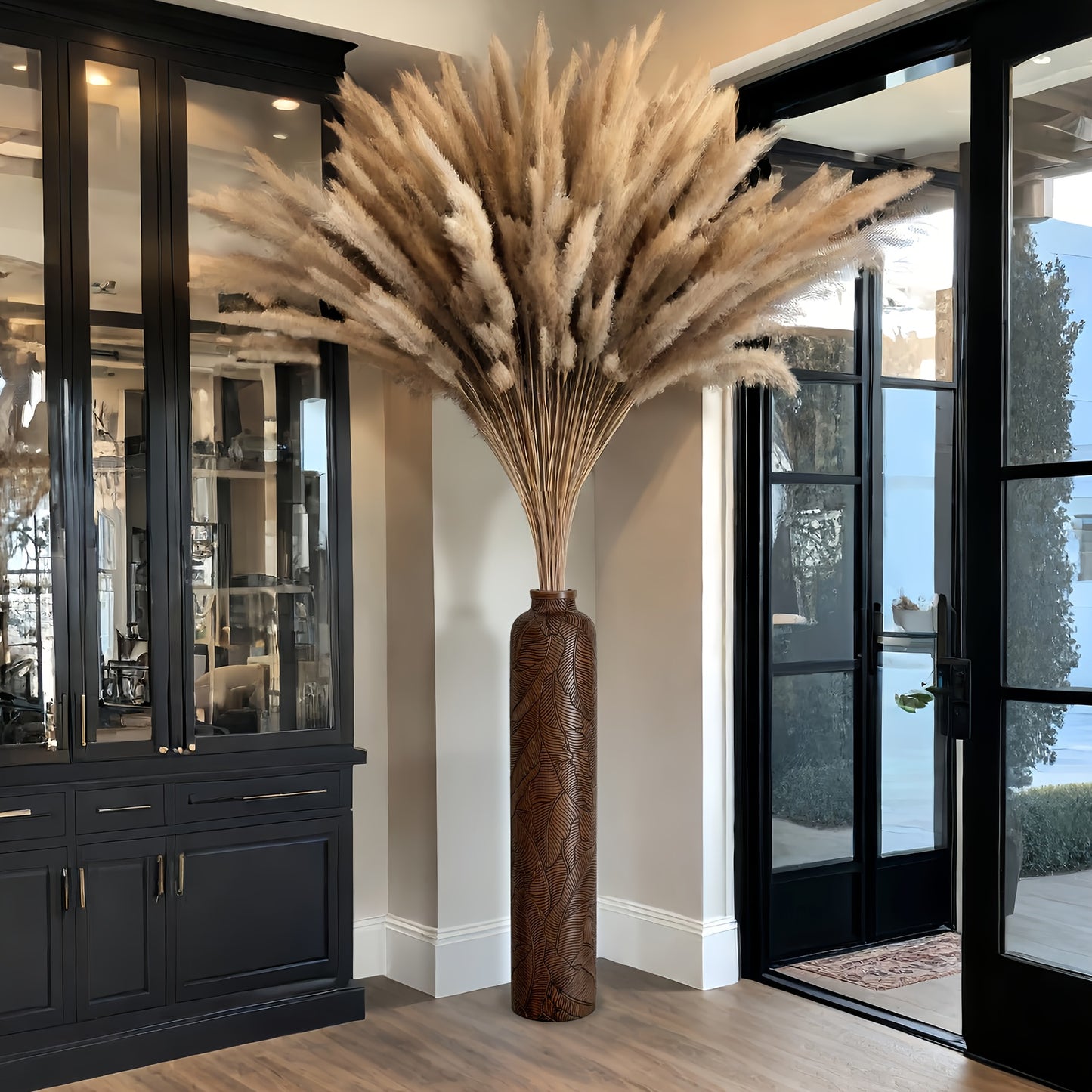 Grand vase bohème – Vase décoratif rayé en résine, 75 cm