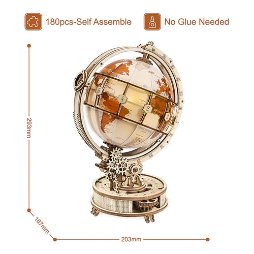 Modèle d'Assemblage de Globe en Bois 3D Puzzle DIY Jouet