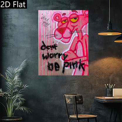 Tableau mural Pink Panther graffiti – Toile urbaine rose et violette sans cadre, style street art moderne