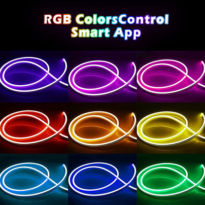 Ruban LED néon flexible RGB – 5 à 30 m, étanche IP67, télécommande & application, déco intérieure et extérieure