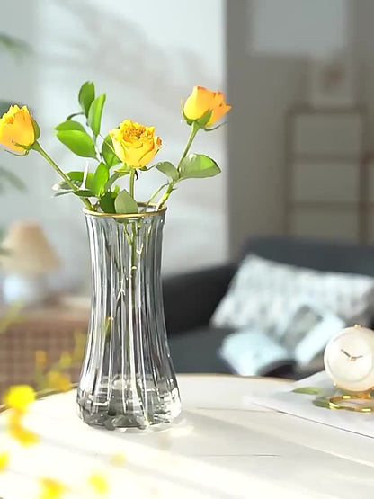 Elegant Minimalist Glass Vase - Transparent, Fresh Flower-Friendly Design for Chic Nordic Living Room Decor