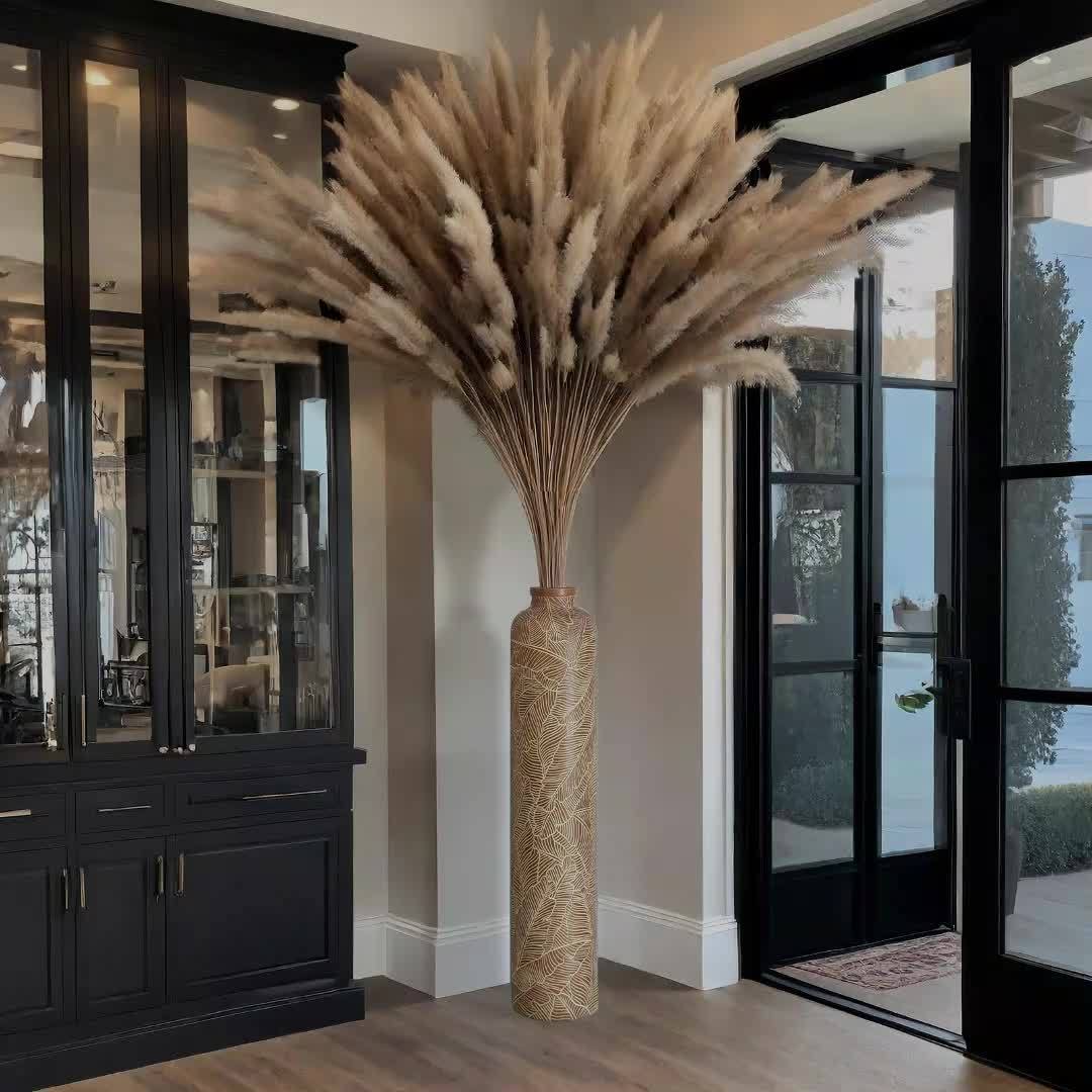 Grand vase bohème – Vase décoratif rayé en résine, 75 cm