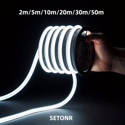 Ruban LED COB 220V étanche – Lumière blanche chaude ou froide, jusqu’à 50 m, pour intérieur et extérieur