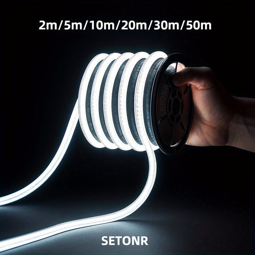 Ruban LED COB 220V étanche – Lumière blanche chaude ou froide, jusqu’à 50 m, pour intérieur et extérieur