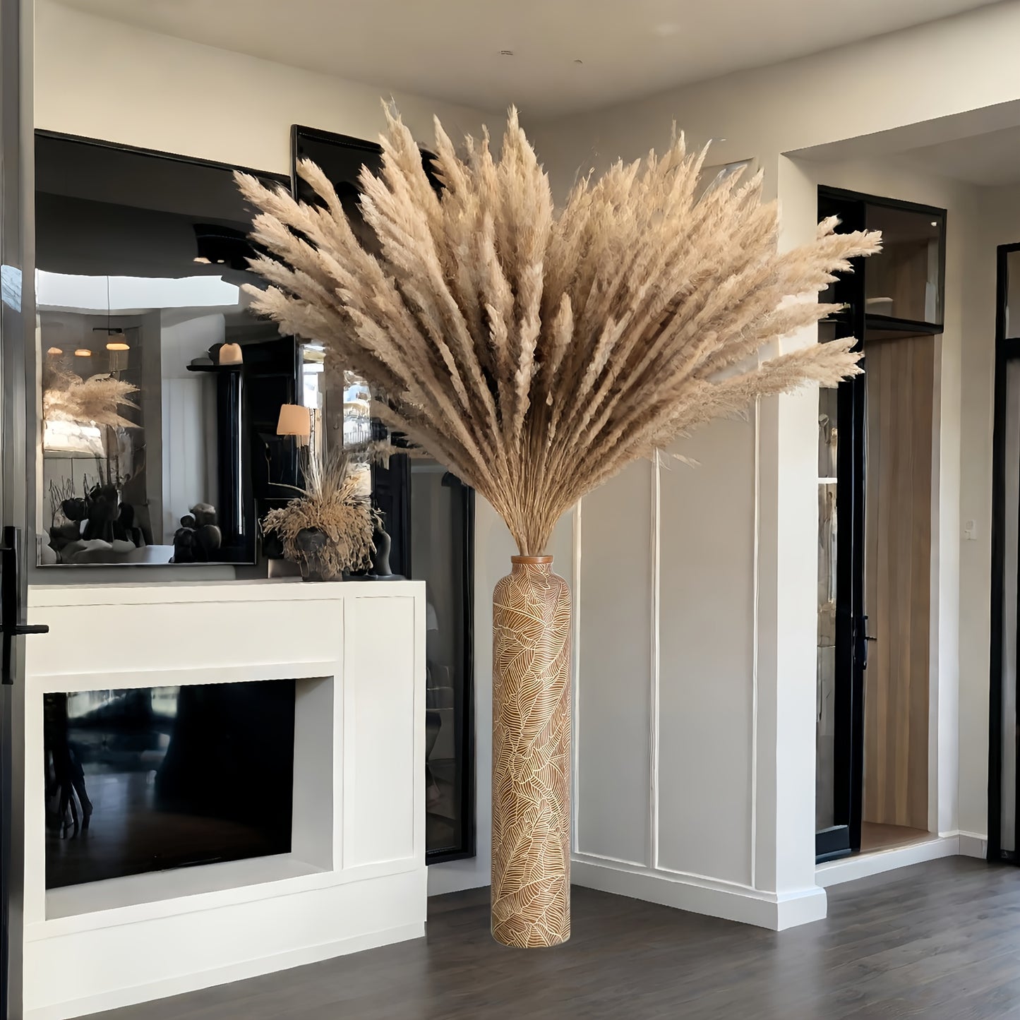 Grand vase bohème – Vase décoratif rayé en résine, 75 cm