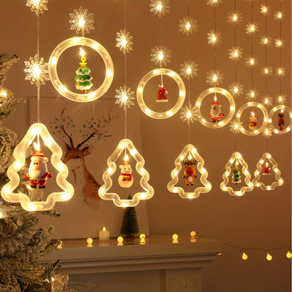 Guirlande de Noël 3 m flocons & figurines – 8 modes lumineux, déco sapin ou murale à LED