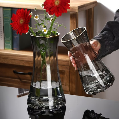 Elegant Minimalist Glass Vase - Transparent, Fresh Flower-Friendly Design for Chic Nordic Living Room Decor