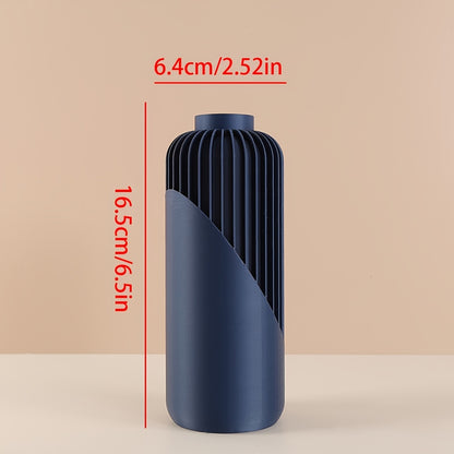 Vase bohème moderne à rayures – Design cylindrique brun et beige, texture 3D, léger et durable