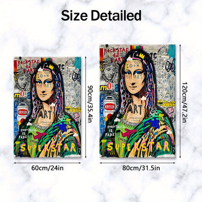 Extra Large Framed Canvas Art - Pop-Art Style Mona Lisa with Graffiti Elements, Vibrant Wall Decor for Living Room, Bedroom, Office, Waterproof & Odorless Print, Indoor/Outdoor Use, Wooden Frame Included, Large Canvas Wall Ar