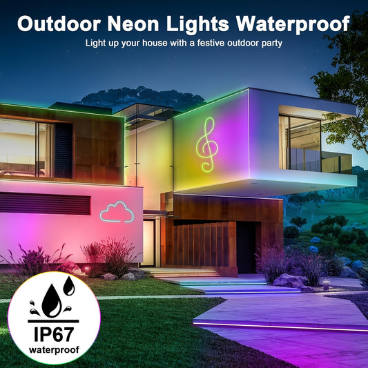 Ruban LED néon flexible RGB – 5 à 30 m, étanche IP67, télécommande & application, déco intérieure et extérieure