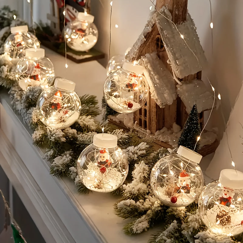 Guirlande lumineuse de Noël 3 m – LED blanc chaud à piles, motifs Père Noël et fleurs