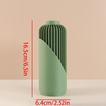 Vase bohème moderne à rayures – Design cylindrique brun et beige, texture 3D, léger et durable