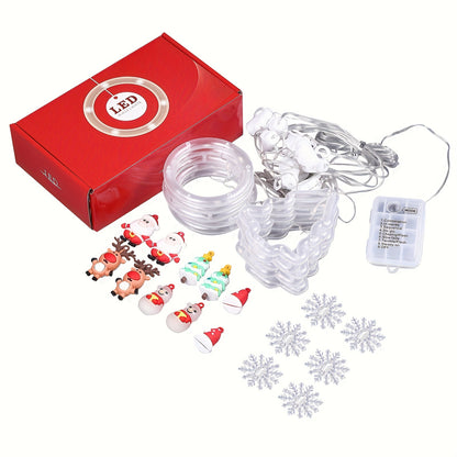 Guirlande de Noël 3 m flocons & figurines – 8 modes lumineux, déco sapin ou murale à LED