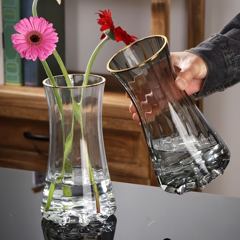 Elegant Minimalist Glass Vase - Transparent, Fresh Flower-Friendly Design for Chic Nordic Living Room Decor
