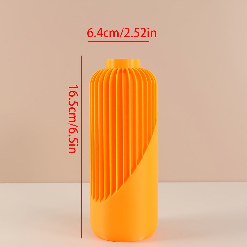 Vase bohème moderne à rayures – Design cylindrique brun et beige, texture 3D, léger et durable