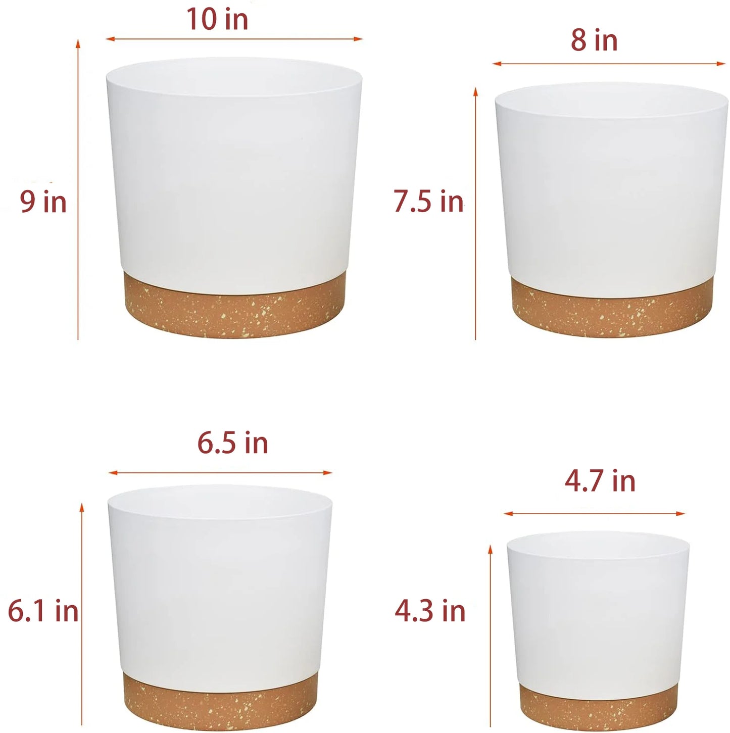 Grands pots légers pour plantes – Design moderne avec soucoupe et drainage, intérieur & extérieur