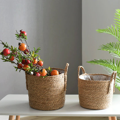 Paniers à fleurs tressés en paille – Pots de fleurs naturels et décoratifs pour plantes d’intérieur