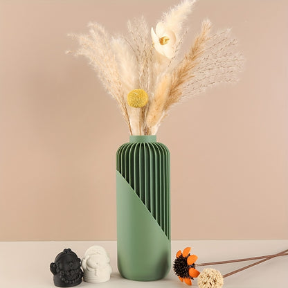 Vase bohème moderne à rayures – Design cylindrique brun et beige, texture 3D, léger et durable