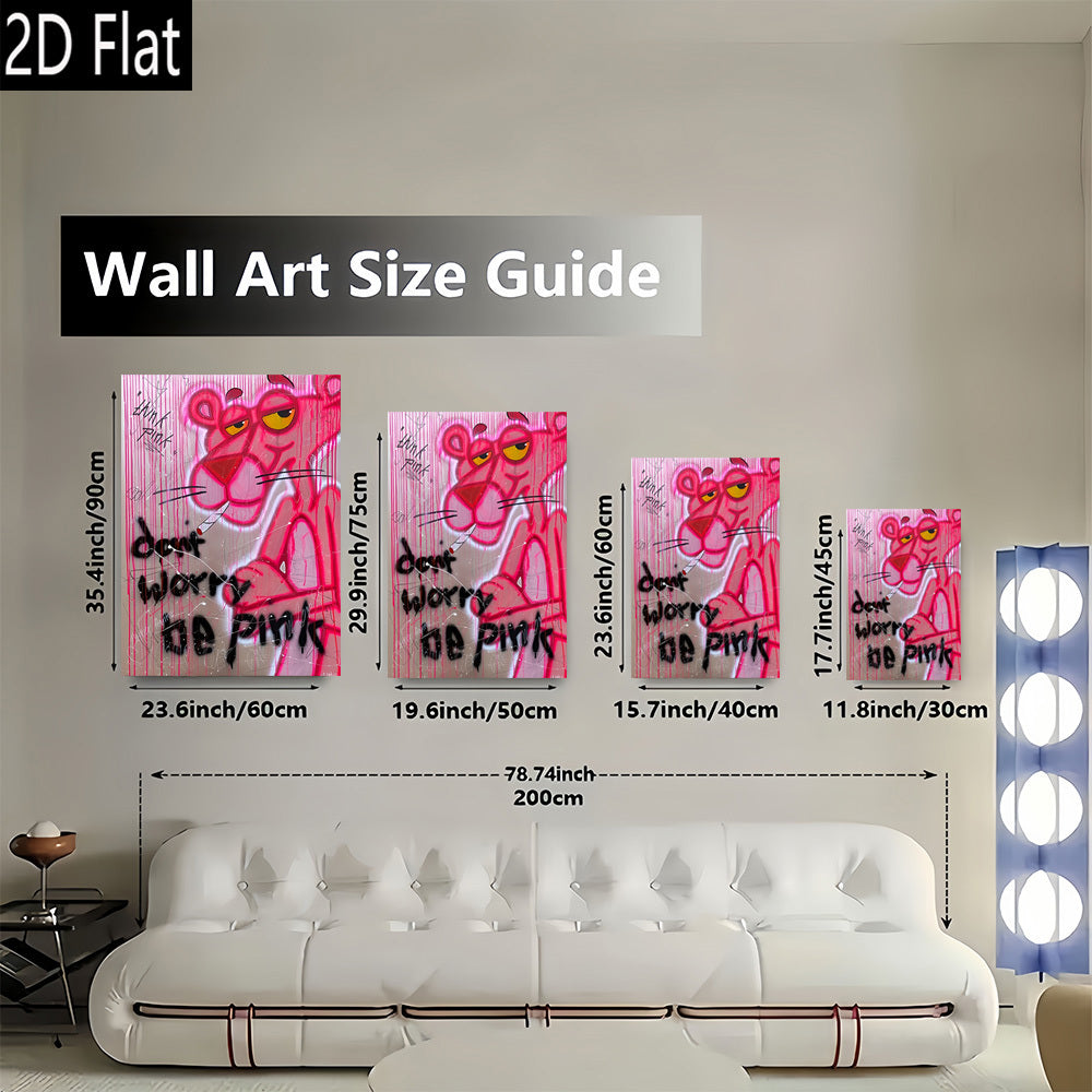 Tableau mural Pink Panther graffiti – Toile urbaine rose et violette sans cadre, style street art moderne