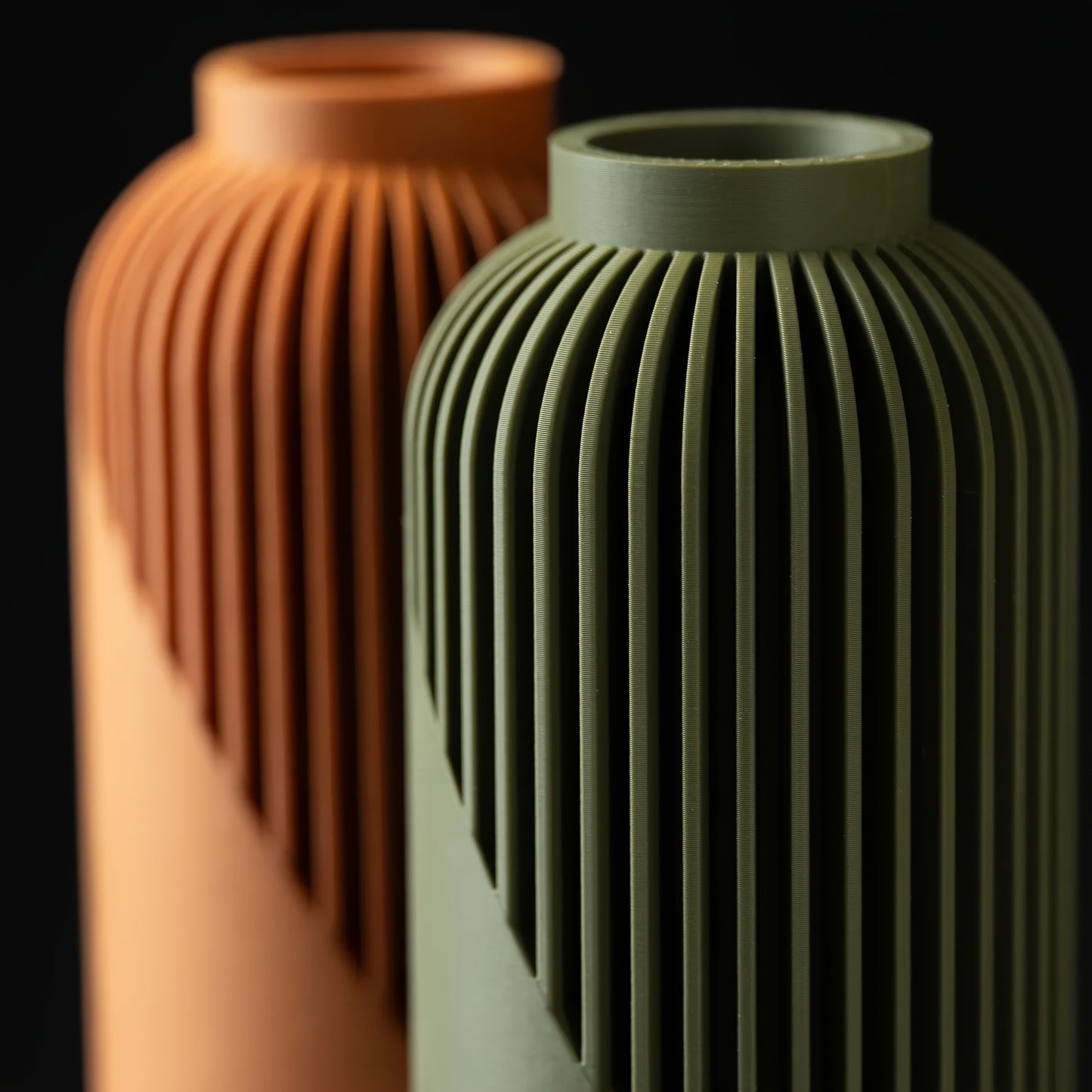 Vase bohème moderne à rayures – Design cylindrique brun et beige, texture 3D, léger et durable