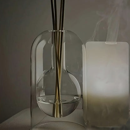 Vase diffuseur en verre élégant – Flacon décoratif pour parfums d’ambiance, sans parfum, avec tiges diffuseuses