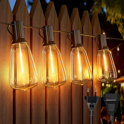 Guirlande lumineuse LED ST38 – 14 m (25 ampoules) ou 26 m (50 ampoules), lumière blanche chaude, déco Noël & ambiance