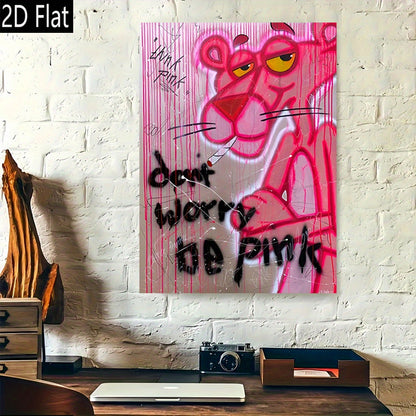 Tableau mural Pink Panther graffiti – Toile urbaine rose et violette sans cadre, style street art moderne