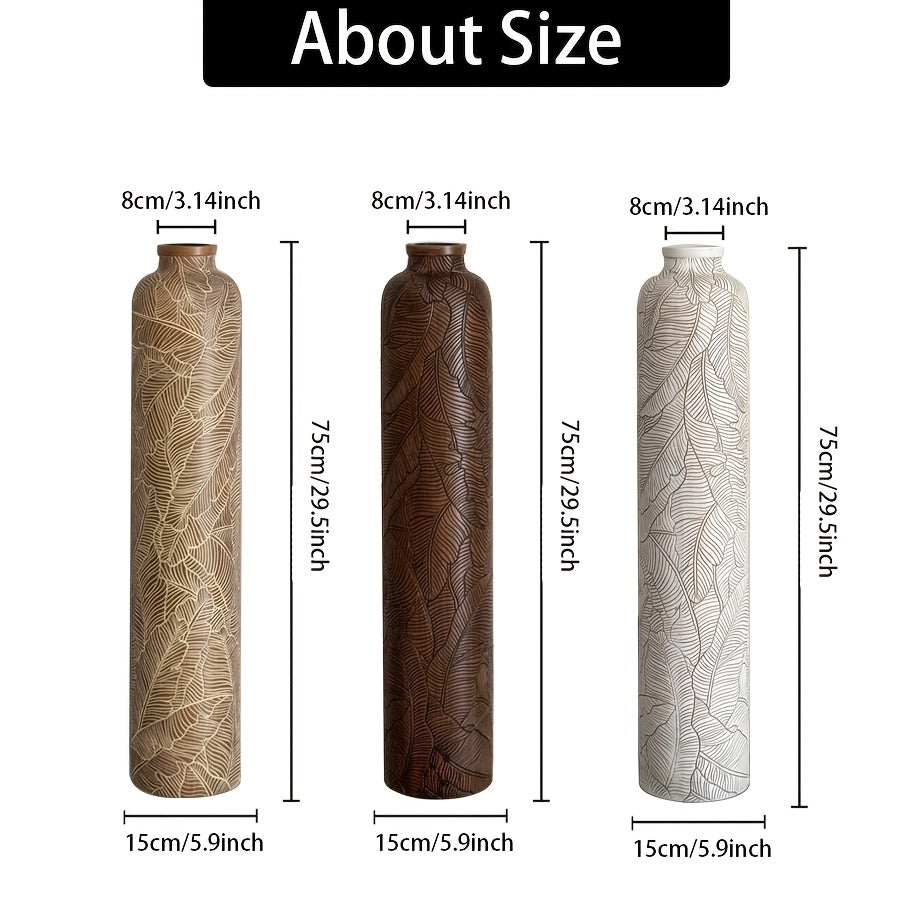 Grand vase bohème – Vase décoratif rayé en résine, 75 cm