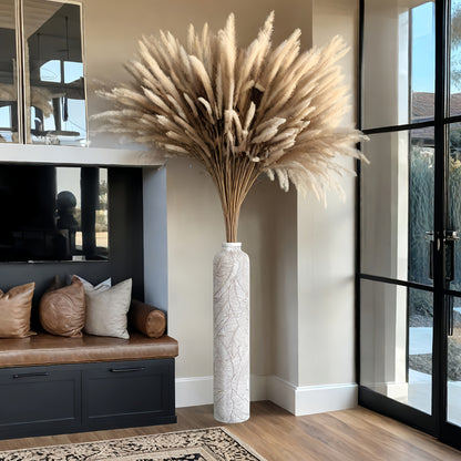 Grand vase bohème – Vase décoratif rayé en résine, 75 cm