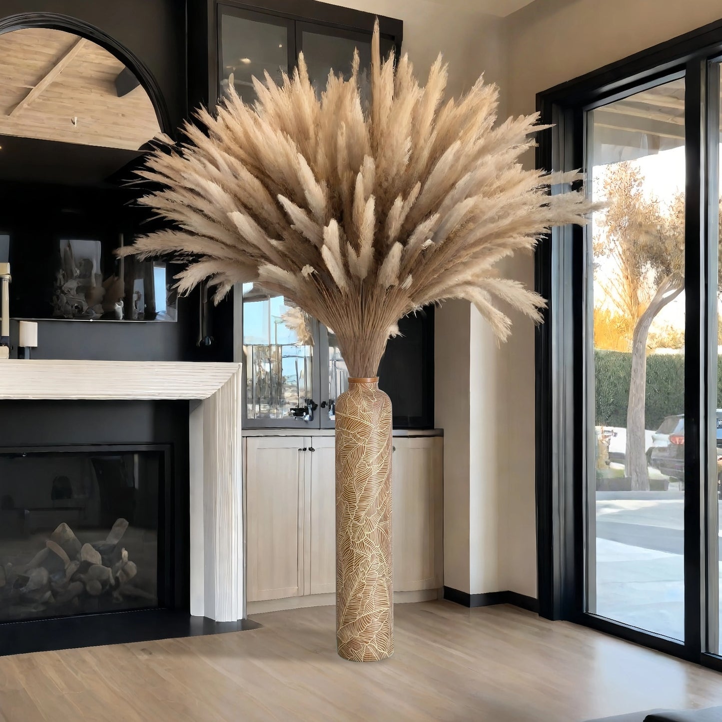 Grand vase bohème – Vase décoratif rayé en résine, 75 cm