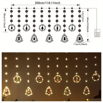 Guirlande de Noël 3 m flocons & figurines – 8 modes lumineux, déco sapin ou murale à LED