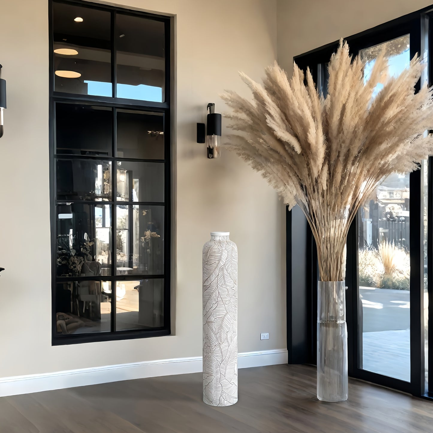 Grand vase bohème – Vase décoratif rayé en résine, 75 cm