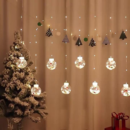 Guirlande lumineuse de Noël 3 m – LED blanc chaud à piles, motifs Père Noël et fleurs