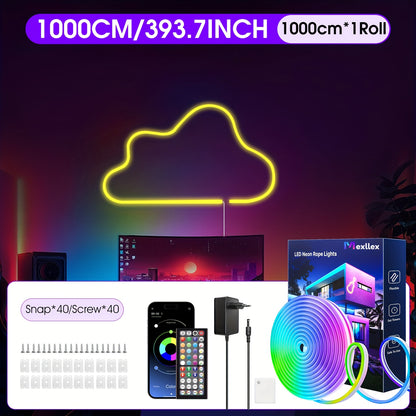 Ruban LED néon flexible RGB – 5 à 30 m, étanche IP67, télécommande & application, déco intérieure et extérieure