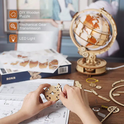 Modèle d'Assemblage de Globe en Bois 3D Puzzle DIY Jouet
