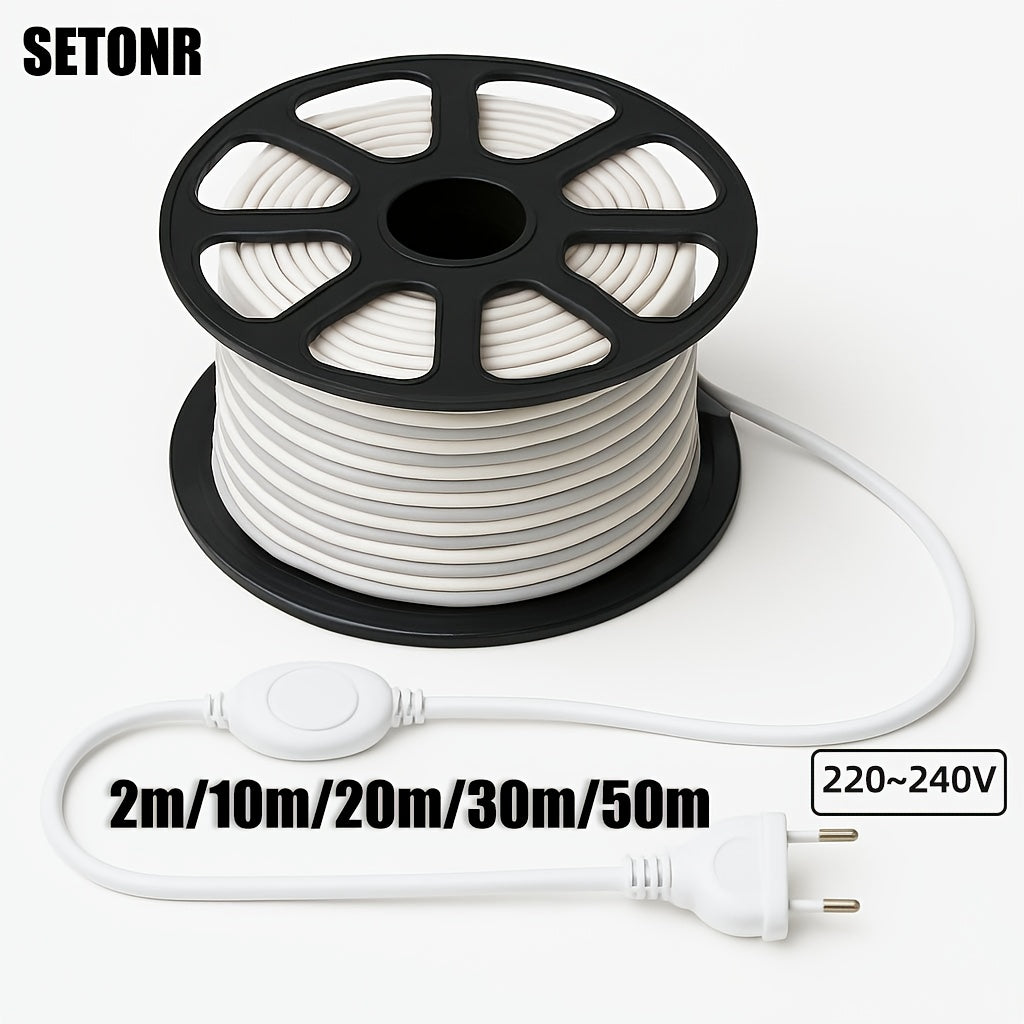 Ruban LED COB 220V étanche – Lumière blanche chaude ou froide, jusqu’à 50 m, pour intérieur et extérieur