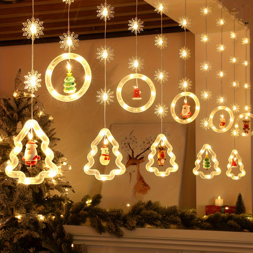 Guirlande de Noël 3 m flocons & figurines – 8 modes lumineux, déco sapin ou murale à LED